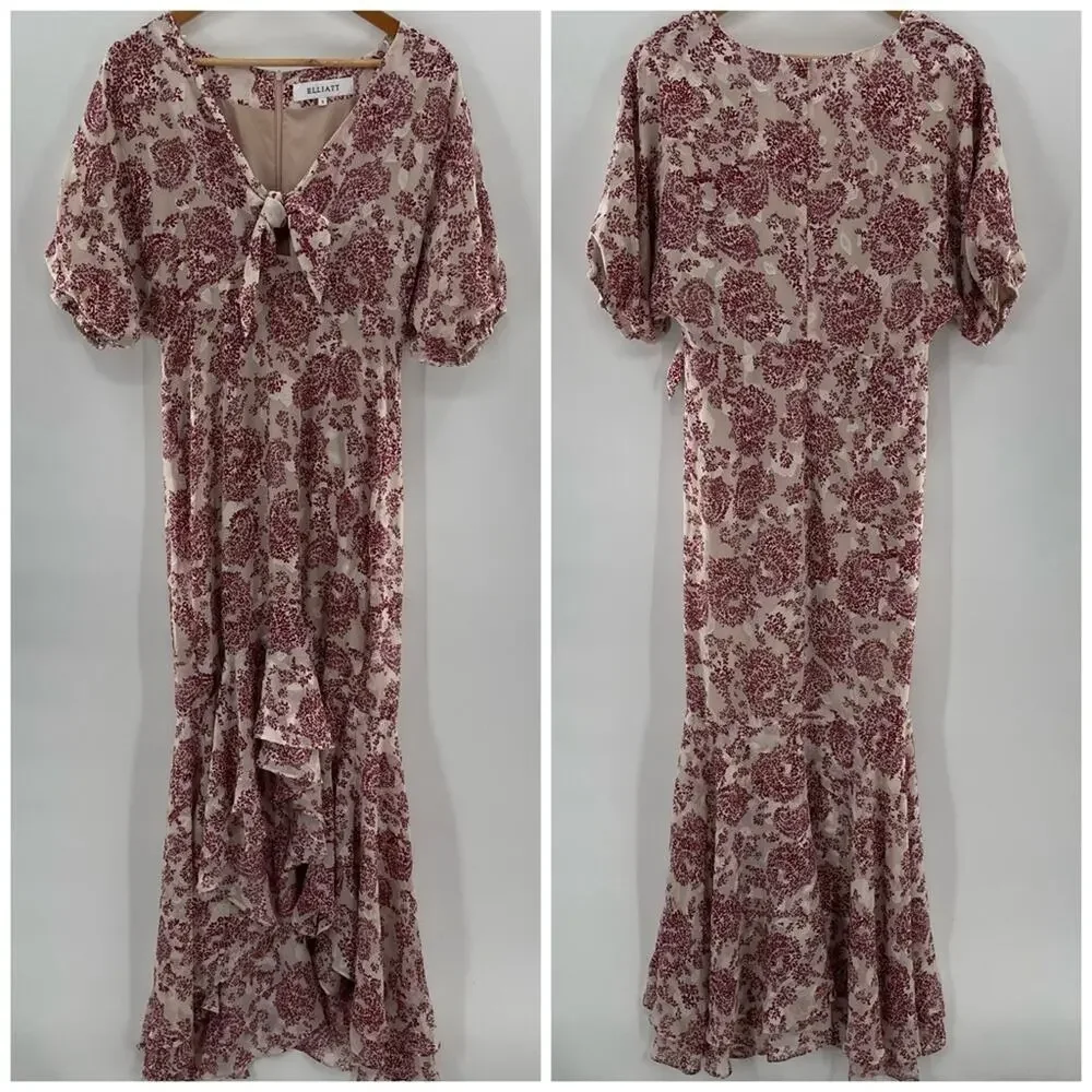 Revolve Elliatt Iridescent Sheath V-Neck Puff Sleeve Cocktail Dress Size Small - Picture 3 of 16